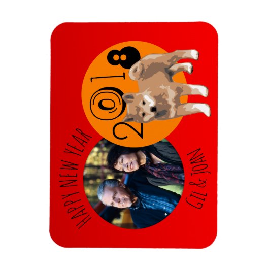Happy New Dog Year 2018 lijst Photo Magnet Magneet (Verticaal)