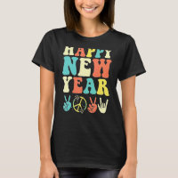Happy New Hippie Year 2023 Peace Sign and Love Han