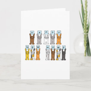 Happy New Home Cute Cartoon Cats Aankondiging