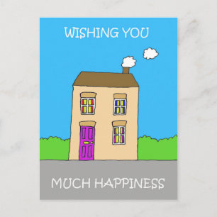 Happy New Home Fun Cartoon House Briefkaart