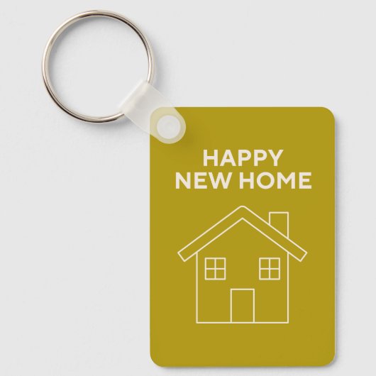 Happy New Home - Mustard background Key ring Sleutelhanger (Voorkant)