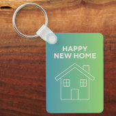 Happy New Home with Green Gradient Background Sleutelhanger (Voorkant)