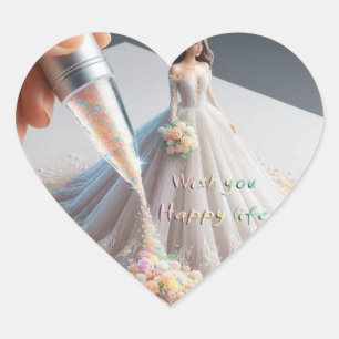 Happy New Life Hart Stickers