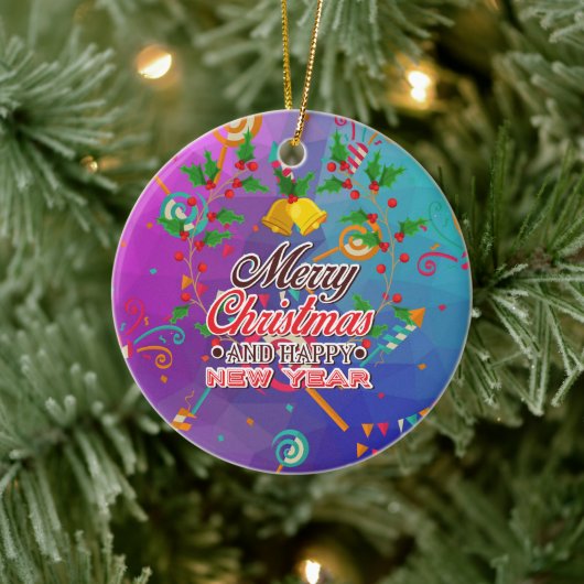 Happy New Near Keramisch Ornament (Boom)