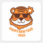 Happy New Tiger Year Vierkante Sticker (Voorkant)