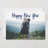 Happy New Yaren Modern Blue Typografie Foto Feestdagenkaart (Voorkant)