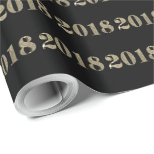 Happy New Year 2018 Black and Gold Numbers Chic Cadeaupapier