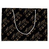 Happy New Year 2018 Elegant Black Gold Typografie Large Cadeautasje (Achterkant)