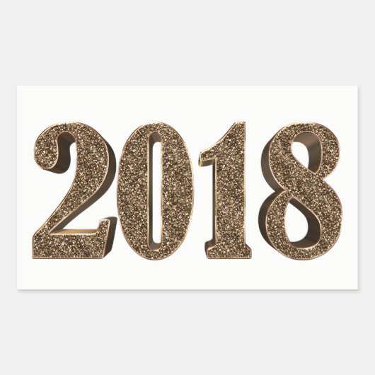 Happy New Year 2018 Number Elegant Gold Typography Rechthoekige Sticker (Voorkant)