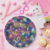 Happy New Year 2018 Rainbow Stars Typografie Papieren Bordje (Feest)