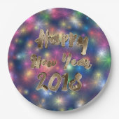 Happy New Year 2018 Rainbow Stars Typografie Papieren Bordje (Voorkant)
