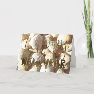 Happy New Year 2018 Shells Summer Tropical Beach Feestdagen Kaart
