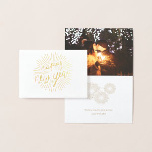 Happy New Year 2018 Shining Golden Rays Folie Kaarten