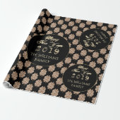 Happy New Year 2019 Elegant Black and Gold Clovers Cadeaupapier (Uitgerold)
