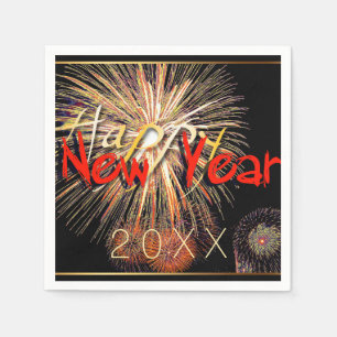 Happy New Year 2019 Fireworks in red Paper Napkin Servet