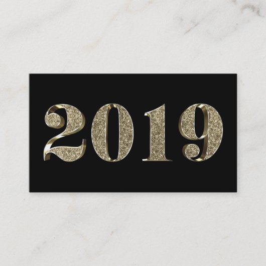 Happy New Year 2019 Golden Black White Gold Visitekaartje (Voorkant)