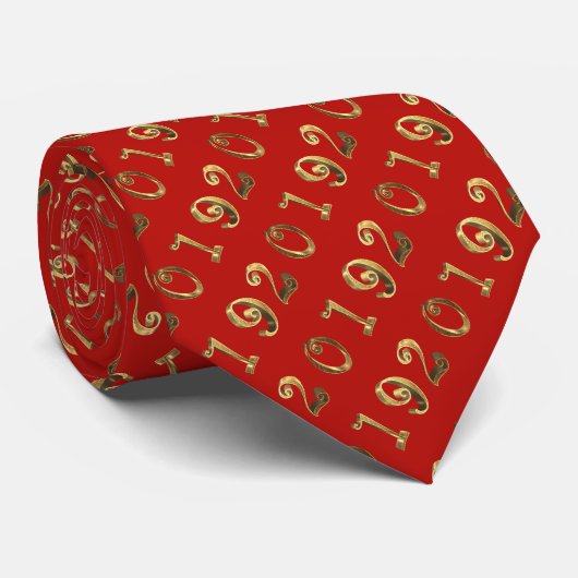 Happy New Year 2019 Party Red Gold Numbers Pattern Stropdas (Opgerold)