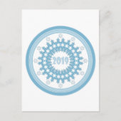 Happy New Year 2019 round blue snewflake winter ca Advieskaart (Voorkant)