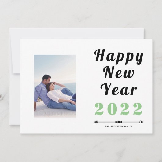 Happy New Year 2021 bold typography sage foto Feestdagenkaart (Voorkant)