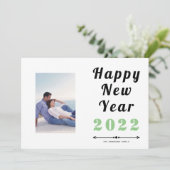 Happy New Year 2021 bold typography sage foto Feestdagenkaart (Staand voorkant)