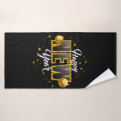 Happy New Year 2022 Design with Light Bulb Letter Badhanddoek (Badhanddoek)