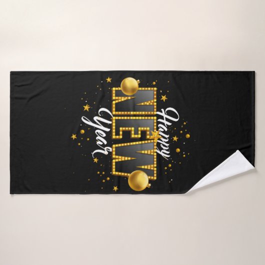 Happy New Year 2022 Design with Light Bulb Letter Badhanddoek (Badhanddoek)