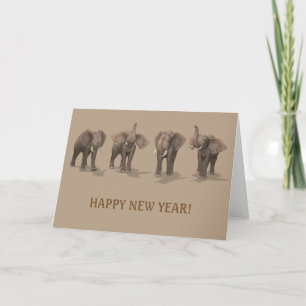 Happy New Year 2022 Elephants Feestdagen Kaart