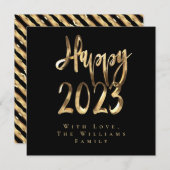 Happy New Year 2023 Elegant Black and Gold Script Feestdagenkaart (Voorkant / Achterkant)