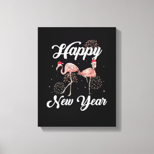 Happy New Year 2023 Outfit for Flamingo Lover New Canvas Afdruk