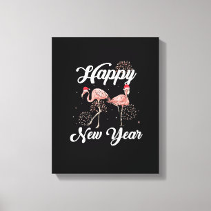 Happy New Year 2023 Outfit for Flamingo Lover New Canvas Afdruk