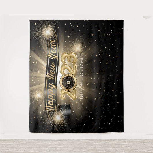 Happy New Year 2023 Photo Booth Backdrop Wandkleed (Voorkant)