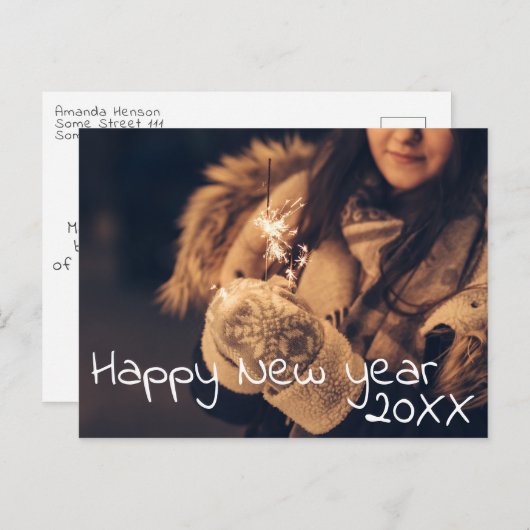 Happy New Year 2023 Script Full Photo Briefkaart (Voorkant / Achterkant)