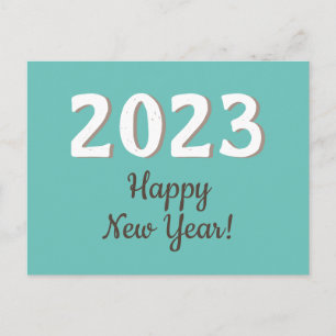 Happy New Year 2023 Typography Turquoise Briefkaart
