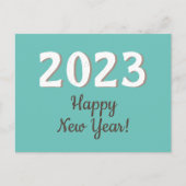 Happy New Year 2023 Typography Turquoise Briefkaart (Voorkant)