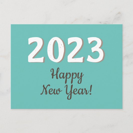 Happy New Year 2023 Typography Turquoise Briefkaart (Voorkant)