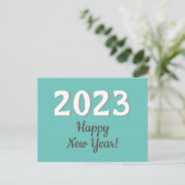 Happy New Year 2023 Typography Turquoise Briefkaart (Staand voorkant)