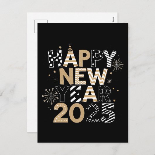 Happy New Year 2025 Briefkaart – Leuke en frisse G (Voorkant / Achterkant)