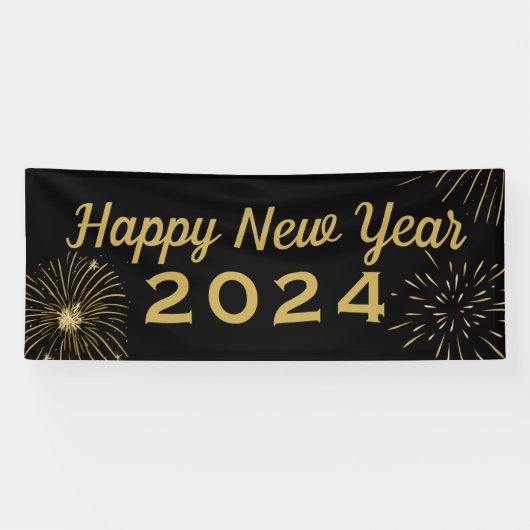 Happy New Year 2025 feestbanner Spandoek (Horizontaal)