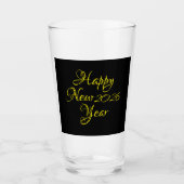 Happy New Year 2026 Black and Yellow Script  Glas (Voorkant)