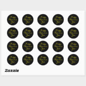 Happy New Year 2026 Black and Yellow Script  Ronde Sticker (Vel)