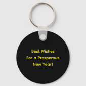 Happy New Year 2026 Black and Yellow Script  Sleutelhanger (Achterkant)