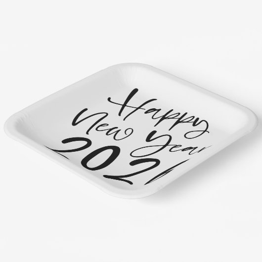 Happy New Year 2026 Black Script  Papieren Bordje (Gebogen)