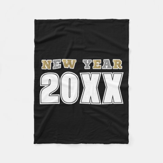 Happy New Year 2026 Black Silver Gold Glitter Fleece Deken (Voorkant)