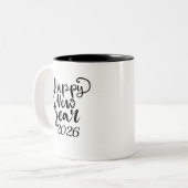 Happy New Year 2026 Black Text Mug (Devant gauche)