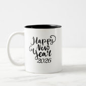Happy New Year 2026 Black Text Mug (Gauche)
