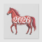 Happy New Year 2026 Card Red Horse Illustration (Voorkant)