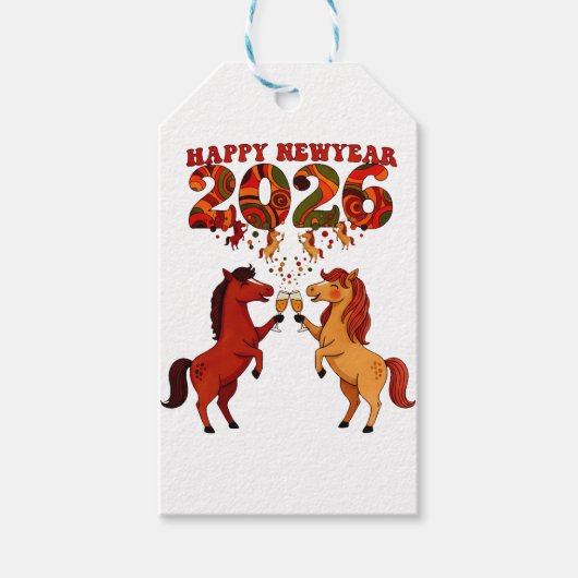 Happy New Year 2026 – Celebrating Horses with Cham Cadeaulabel (Voorkant)