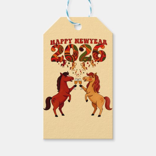 Happy New Year 2026 – Celebrating Horses with Cham Cadeaulabel (Voorkant)