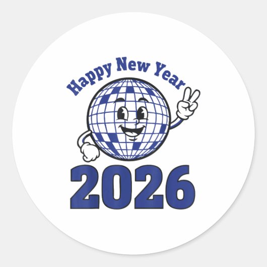 Happy New Year 2026 Celebration Design  Ronde Sticker (Voorkant)