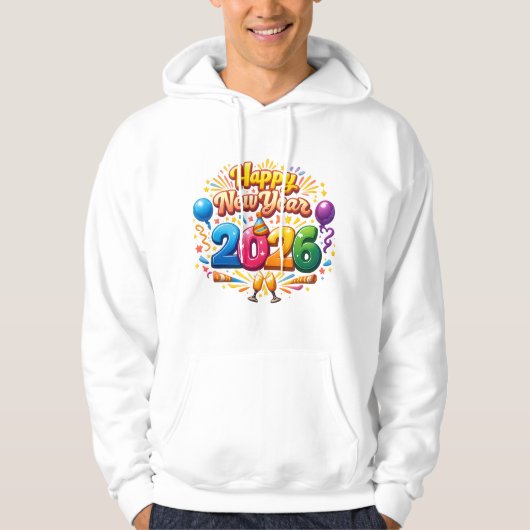 Happy New Year 2026 Celebration – Festive Firework Hoodie (Voorkant)